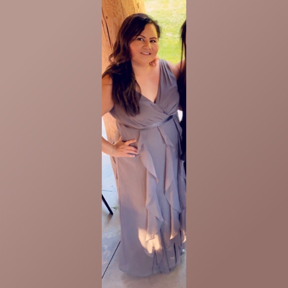 Chiffon Bridesmaid Dress with Cascading Skirt - Picture 2 of 4